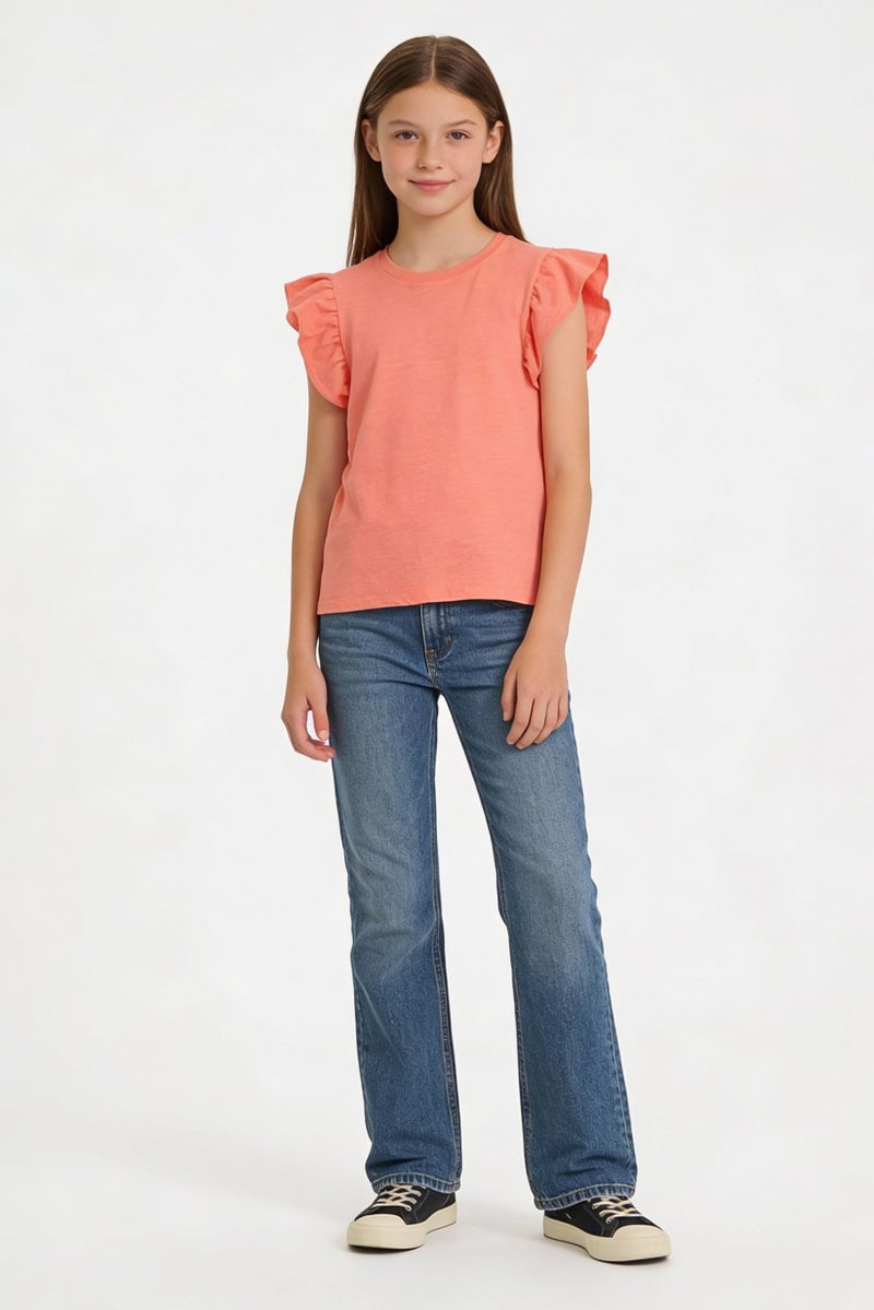 Bearpaw Kids Girl 2Pcs Heather  Ruffle Sleeve Top, Multicolor - Image 1